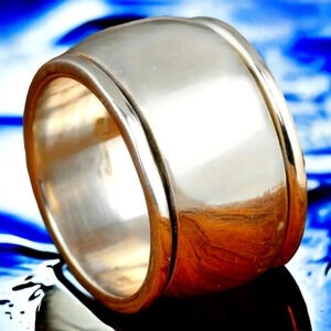 Silver color wide band thumb ring, unisex